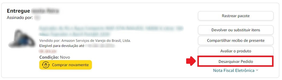 Como mostrar compra novamente - Passo 3